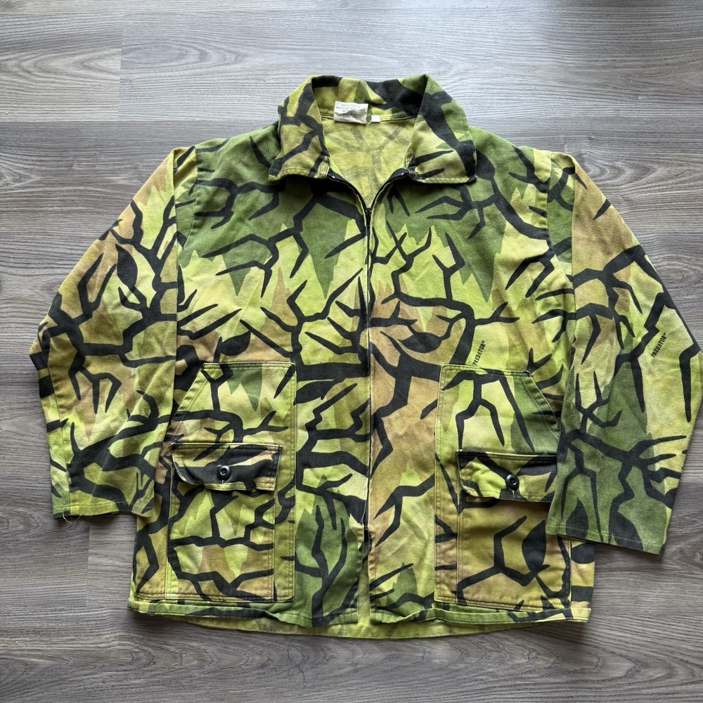 Vintage Predator Camo Jacket Mens L Full Zip Hunting 90s Made in USA Y2K